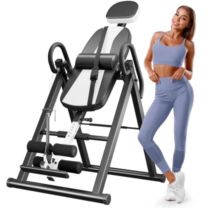 Mesa de inversión resistente para terapia de alivio del dolor con reposacabezas y cinturón protector ajustable. Máquina de estiramiento de espalda.