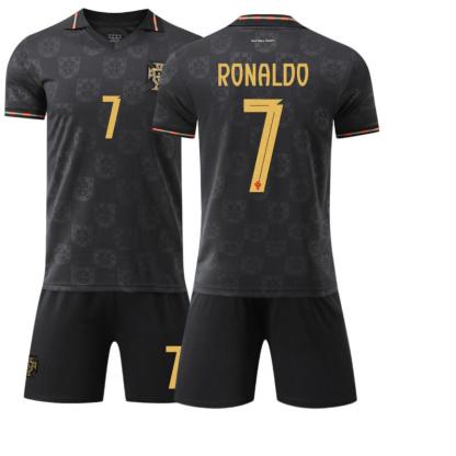 Paquete de 3, 25-26 Copa del Mundo Portugal Conjunto Negro Uniforme de Fútbol N.° Camiseta conmemorativa No.7 Ronaldo Edición Especial Ropa Deportiva