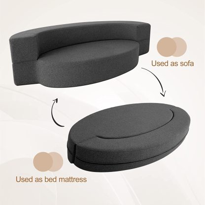 Nigoone - Sofá plegable tamaño Queen de espuma viscoelástica con 2 almohadas, sillón perezoso, triple futón, camas convertibles, funda lavable, gris oscuro