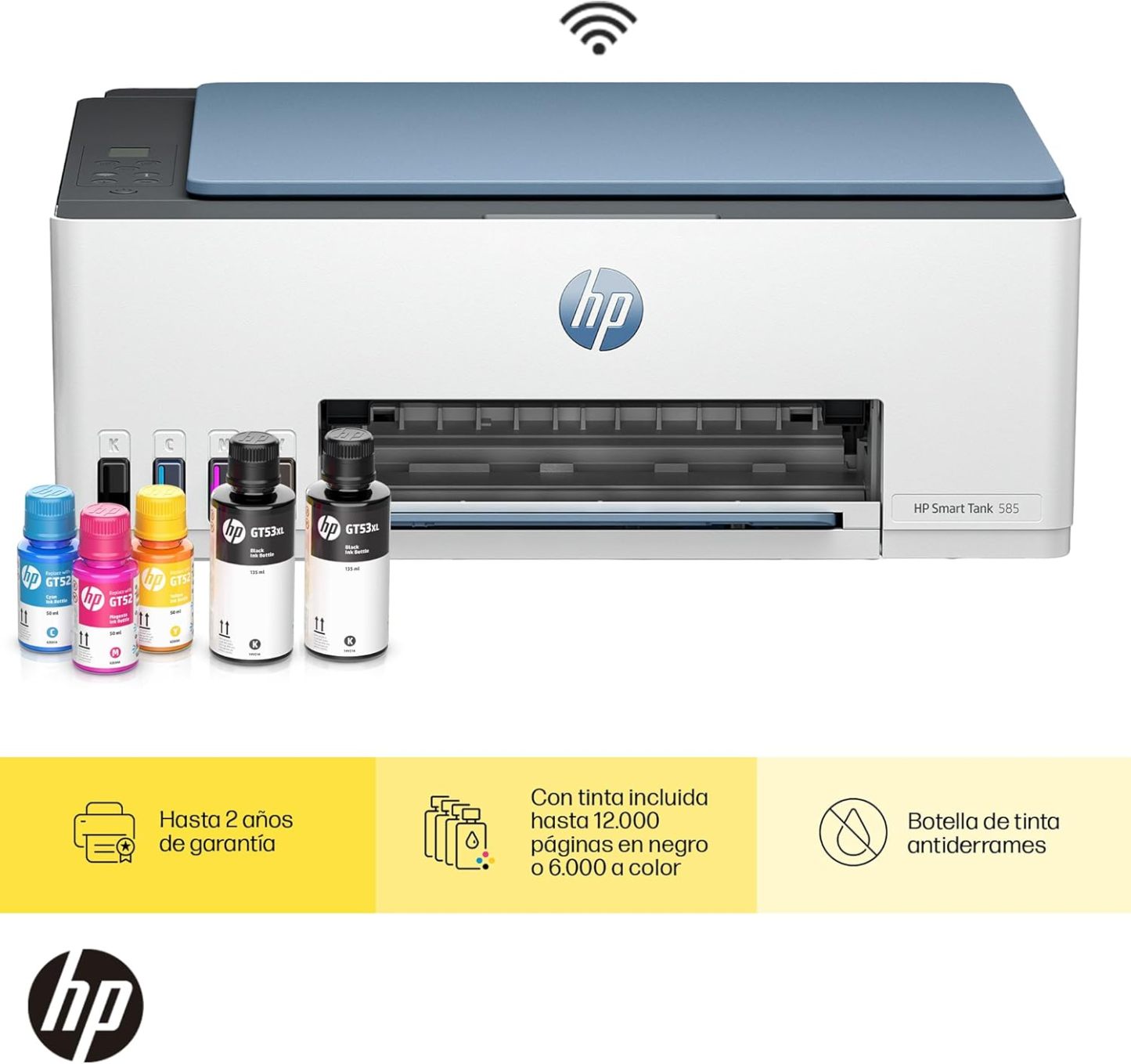 HP Impresora Multifuncional Smart Tank 580, Tinta Continua, Color, Wi-Fi, Dúplex (Doble Cara) Manual, Impresión Desde Smart App, 2 años de Garantía (1F3Y2A)