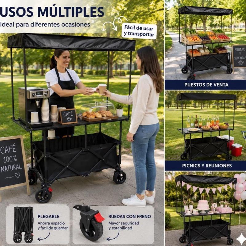 Carrito Multiusos Plegable con Toldo