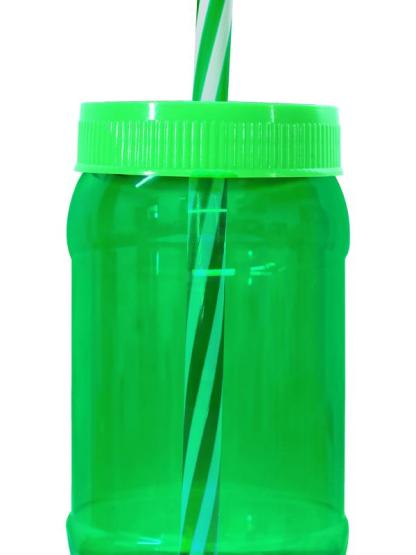 Cilindro Jar Reusable Termo Neón Popote 40 Piezas 500ml