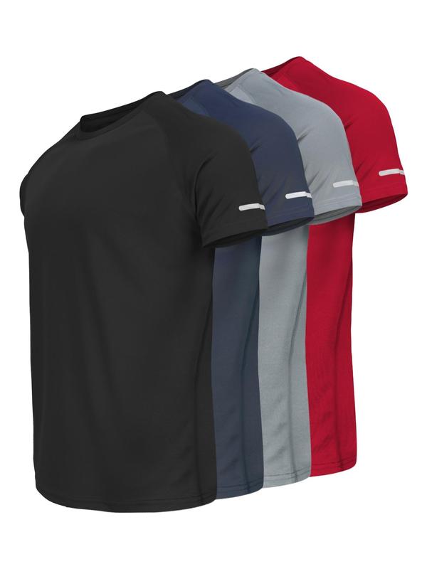 Camiseta informal de manga corta para hombre con diseño reflectante, top transpirable de verano para correr, gimnasio y entrenamiento deportivo, camiseta ajustada a rayas para uso diario al aire libre, ropa para exteriores