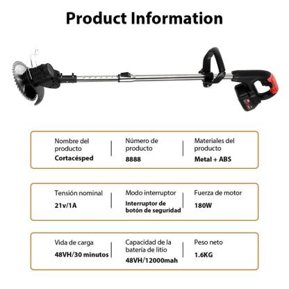 Desbrozadora Inalámbrica 21V – Dile Adiós a la Maleza en tu Jardín – Corta Césped, Hierba y Ramas – 2 Baterías de 3000mAh – 45 min de Autonomía – Ajustable 94-130cm – Cabezal 90° + Mango 360° – Regalo Perfecto para Papá o Jardineros – Verde o Negro