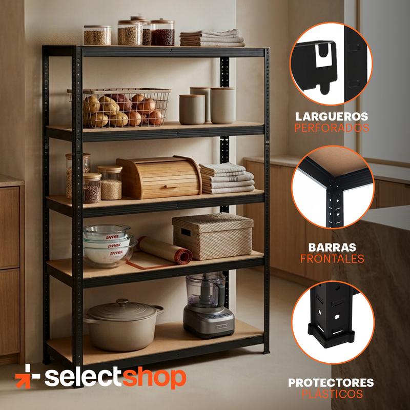 Rack Estante Metálico Mueble Organizador Gabinete Anaquel 5 Niveles Multifuncional 2 en 1 Selectshop