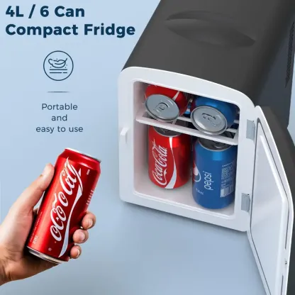 Refrigerador compacto Antarctic Star, mini refrigerador portátil, capacidad de 4 litros/6 latas de 355 ml, refrigerador pequeño portátil para cosméticos, cuidado de la piel y alimentos, ideal para el dormitorio, el coche, la oficina y la residencia estudi