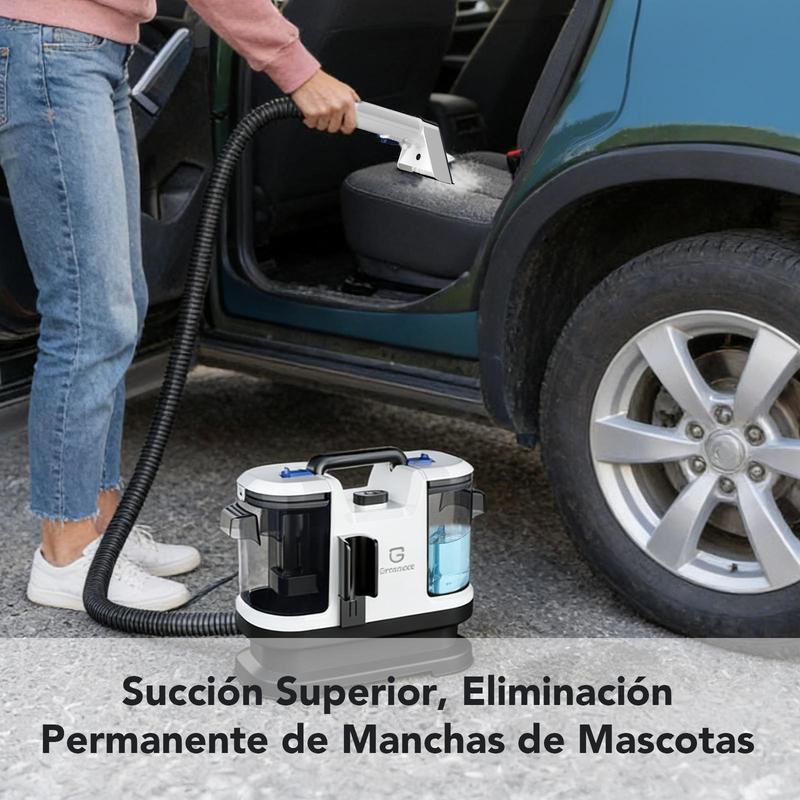 Aspiradora Lava Alfombra Tapicería De Inyección Succión 600w 18000pa, Máquina De Limpieza De Telas Para Sofá, Alfombra, Cortina Y Cama, Cepillo Profundo, Doble Tanque De Agua Blanco