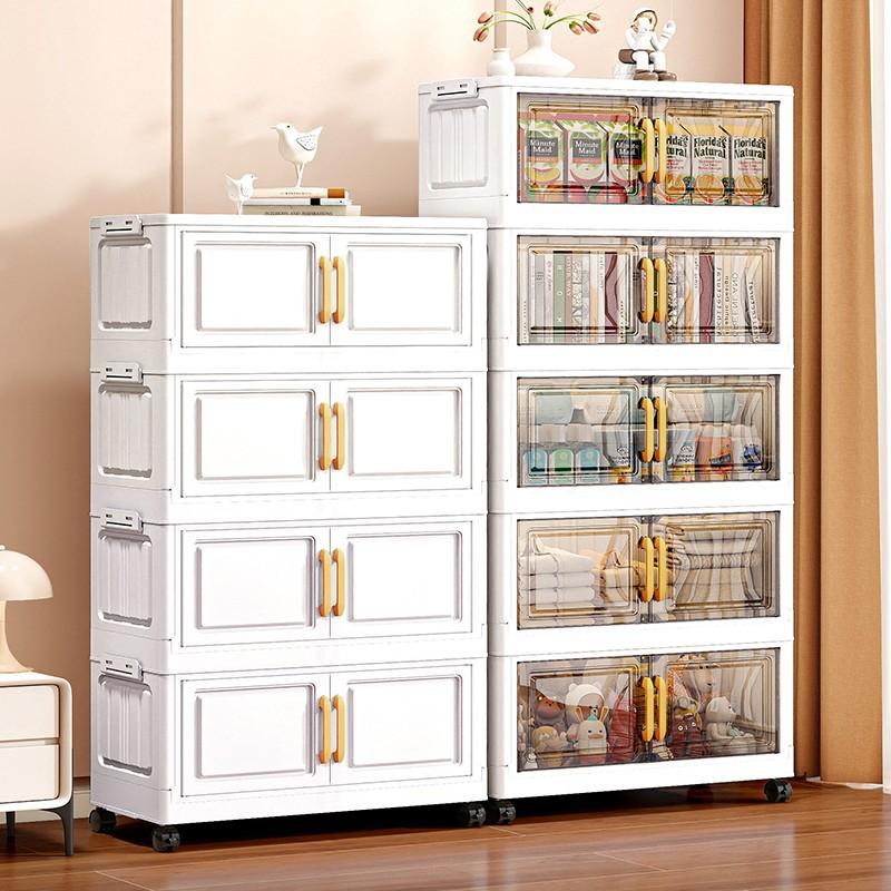 Gabinete de exhibición plegable de doble puerta en oferta, gabinete de almacenamiento de ropa para el hogar, organizador de caja, armario de almacenamiento de juguetes y snacks