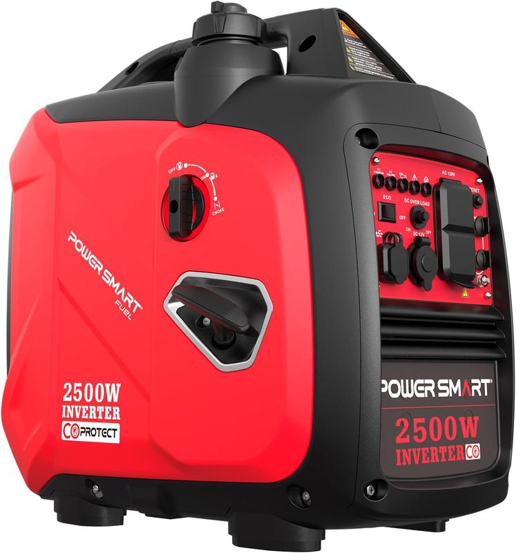 Generador de gasolina de 2500 W con inversor (a prueba de tormentas), generador portátil de 17,7 kg (39 lb), adecuado para vehículos recreativos, admite conexión en paralelo, diseño silencioso, adecuado para uso familiar y campamento, bajo consumo de comb