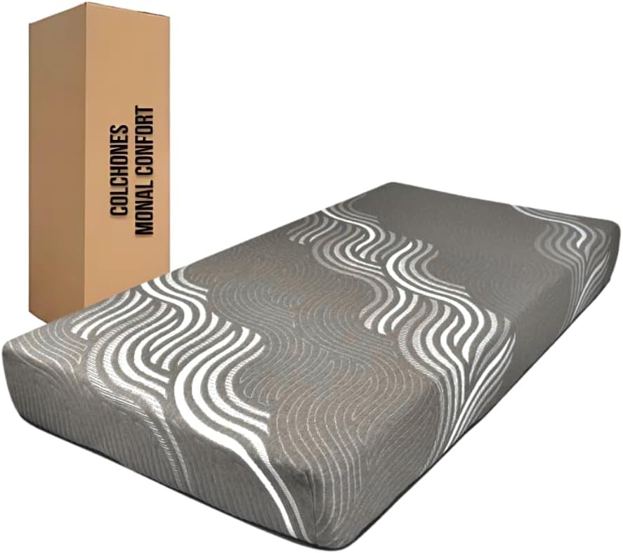 COLCHONES MONAL CONFORT, Colchón de 21 cm de Grueso | Memory Foam | Colchon en Caja | Semi Firme | Descanso repardor |colchón Modelo Slim Gray (Individual)