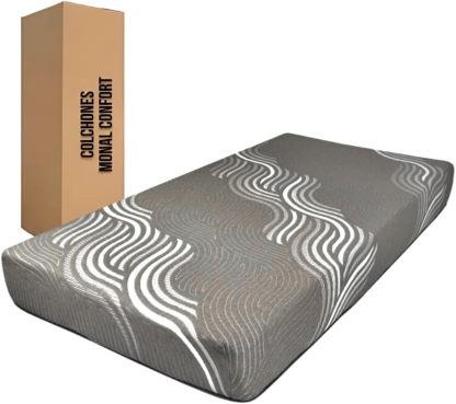 COLCHONES MONAL CONFORT, Colchón de 21 cm de Grueso | Memory Foam | Colchon en Caja | Semi Firme | Descanso repardor |colchón Modelo Slim Gray (Individual)