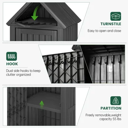 Armario de almacenamiento para exteriores, armario de limpieza, armario para herramientas, resistente a la lluvia y al agua, resistente al sol para patios y jardines en EE. UU., cuarto de herramientas de jardín, caja de almacenamiento para el patio traser