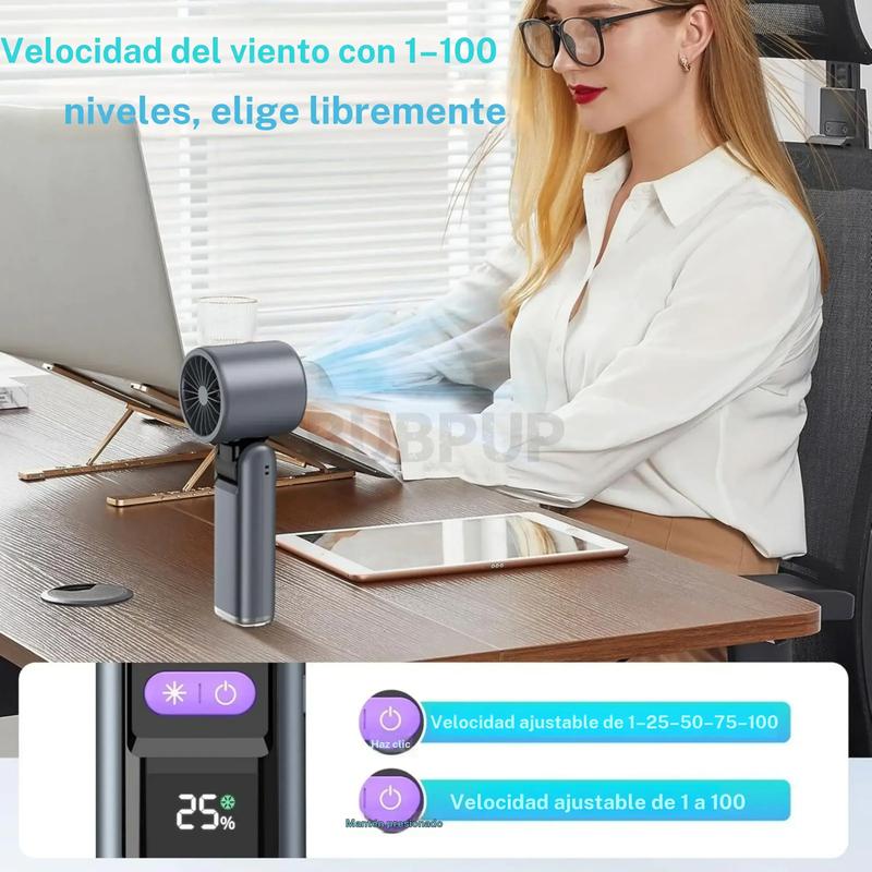 Ventilador turbo portátil de mano, miniventilador personal de alta velocidad con 5 niveles y batería recargable de 4000 mAh; ventilador de mano refrescante para viajes de verano y vacaciones en la playa, ideal como regalo para mujeres y hombres #DESTACADO