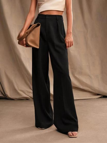 Pantalones de pierna ancha lisos para mujer (Paquete de 3)
