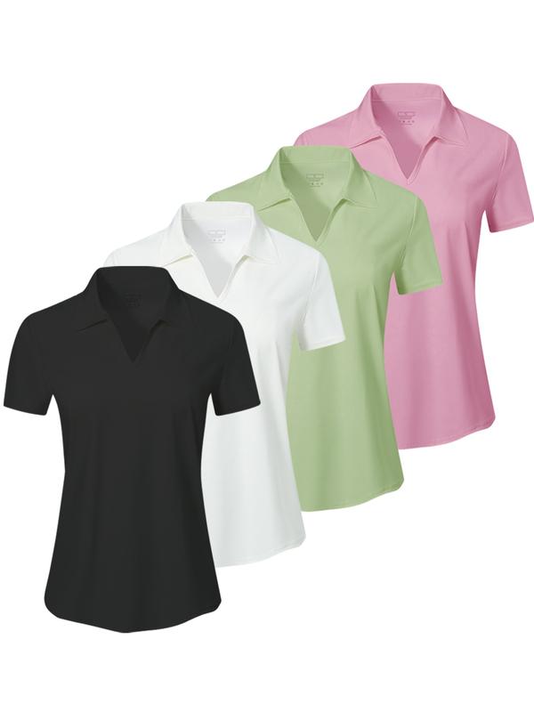 Polo deportivo liso para mujer — Top transpirable, cómodo y de manga corta con cuello, ideal para golf, béisbol y tenis — Ropa deportiva femenina para todas las estaciones