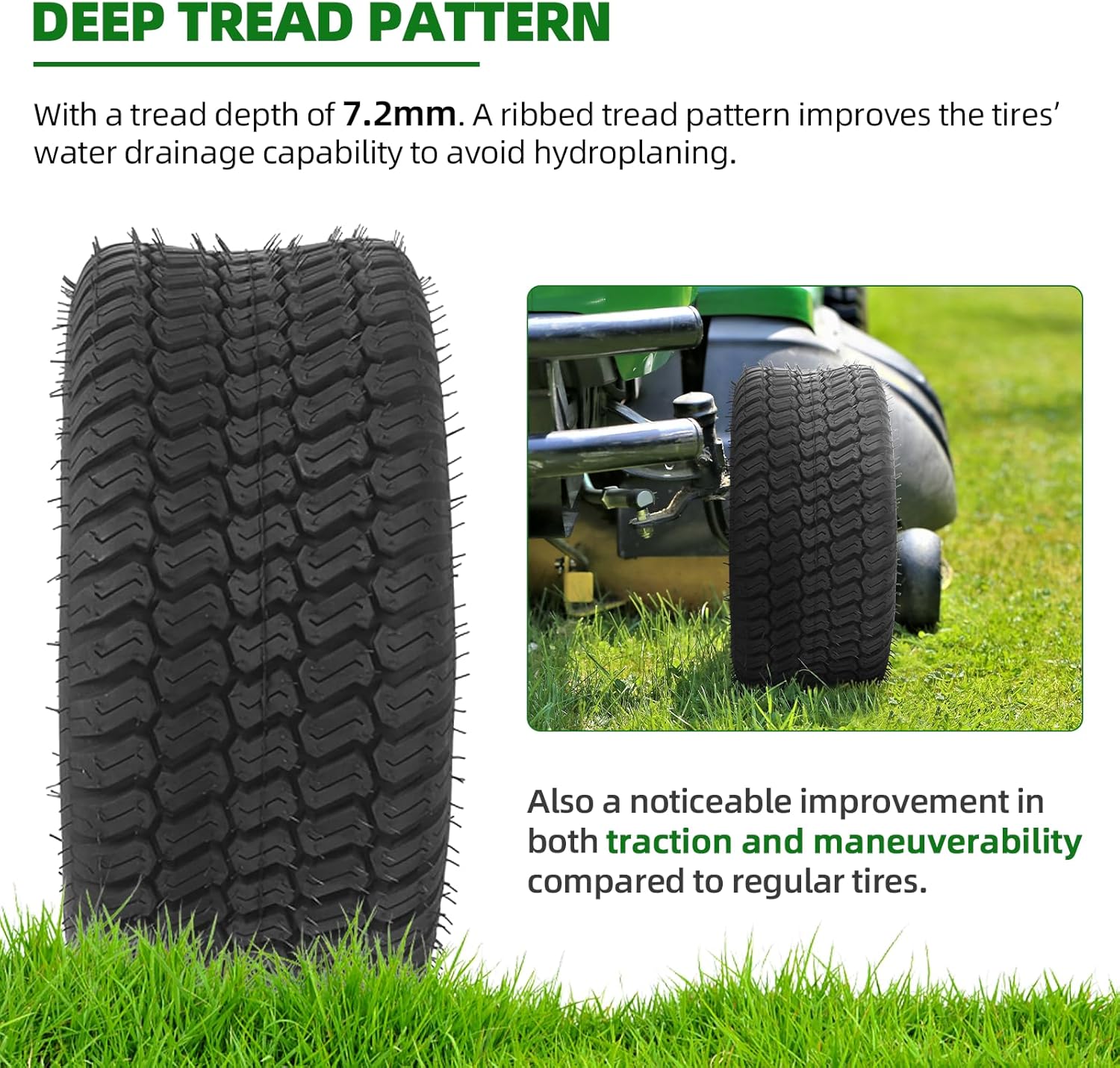 AR-PRO Paquete de 2 neumáticos para cortacésped de 20 x 8.00-8 (4 capas sin cámara), neumáticos sin cámara de repuesto para cortacésped, carritos de golf y ATV, llanta no incluida