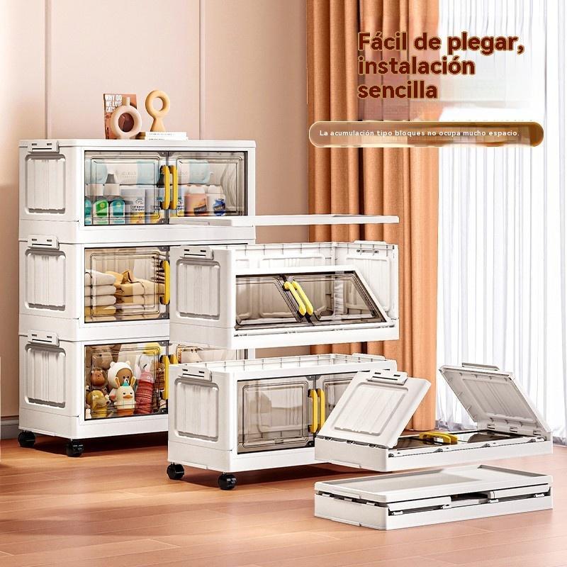 Gabinete de exhibición plegable de doble puerta en oferta, gabinete de almacenamiento de ropa para el hogar, organizador de caja, armario de almacenamiento de juguetes y snacks