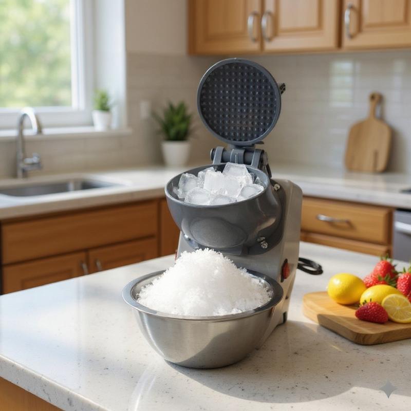 Maquina Trituradora De Hielo Para Raspados Eléctrica Tritura 50 Kilos De Hielo Acero Inoxidable y plástico Triturador Hielo Con Boul Hielo Frappes Raspados de Hielo Acero inoxidable y plástico resistente
