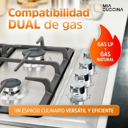 [Copy]Parrilla de Gas - Estufa Empotrable - Natural o LP | Estufa 5 Quemadores - Ideal para tu Hogar | Parrilla de Gas 5 Quemadores de Acero Inoxidable | Perfecta para Cocina Integral | MIA CUCCINA 63x53
