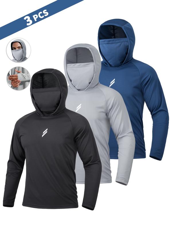 (3 piezas)Conjunto de protección solar con capucha para hombre 
