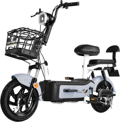 HONEYWHALE U1s Bicicleta eléctrica para adultos, bicicleta eléctrica con alarma, motor máximo 650W, velocidad máxima 31KM/H, autónoma 60-65KM, batería de gran capacidad 20AH, dos asientos