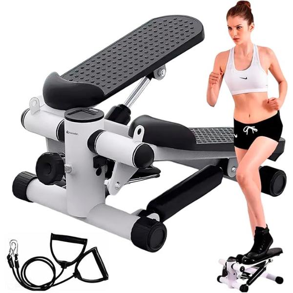 Bluelander Mini Escaladora Fitness con Monitor LCD y Bandas de Resistencia Removibles para Ejercicio en Casa