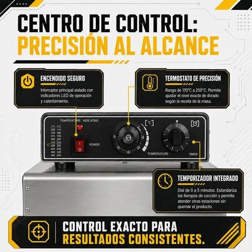 Maquina Electrica para Mini Hotcakes Gutstark 25 Piezas | Parrilla Antiadherente con Temporizador y Control de Temperatura | Ideal para Negocio Cafeteria y Casa | Acero Inoxidable 900W Mini Pancakes