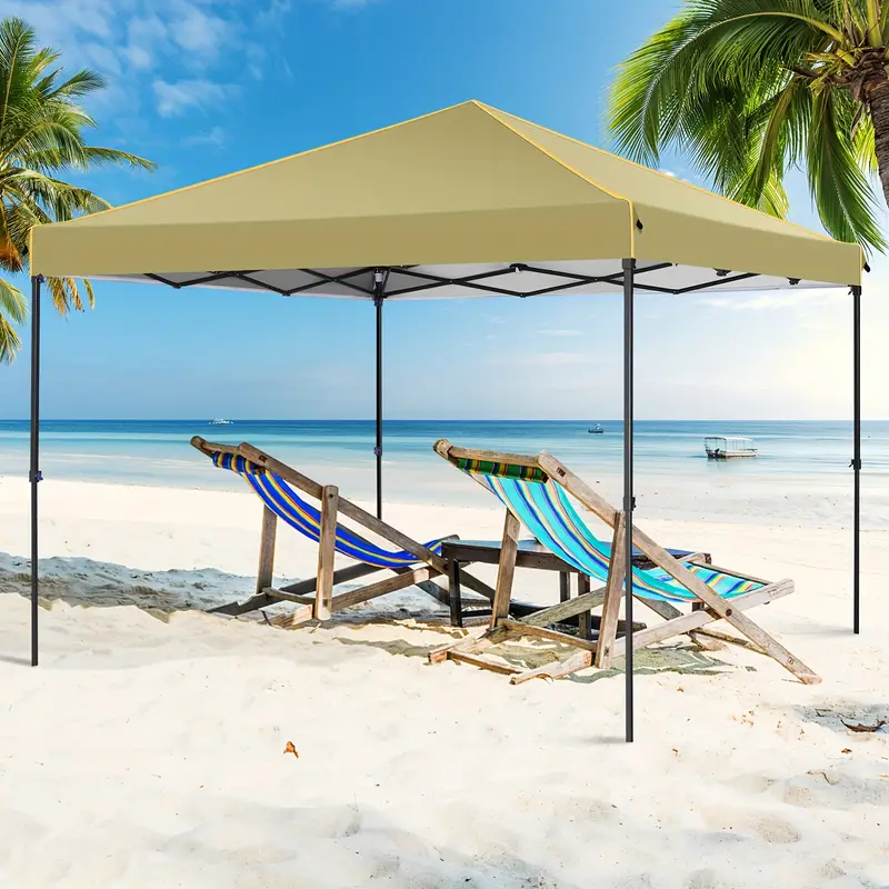 Gazebo con toldo emergente de tela Oxford impermeable portátil de 10x10 con ventanas de malla - Fácil de instalar, 4 estacas y cuerda - Adecuado para 8 personas, normalmente impermeable, soportes de aleación, cierre de cremallera
