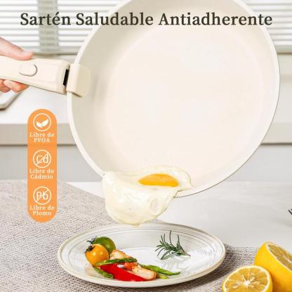Batería De Cocina 15/17/22 Piezas Juego De Sartenes Ollas  Utensilios Sartenes Antiadherentes Con Mangos Desmontables Y Tapas De Vidrio Para Inducción, Gas Y Horno Negro Blanco Libre de PTFE, PFOA, plomo y cadmio. Cocina con menos aceite, sin que se pegue
