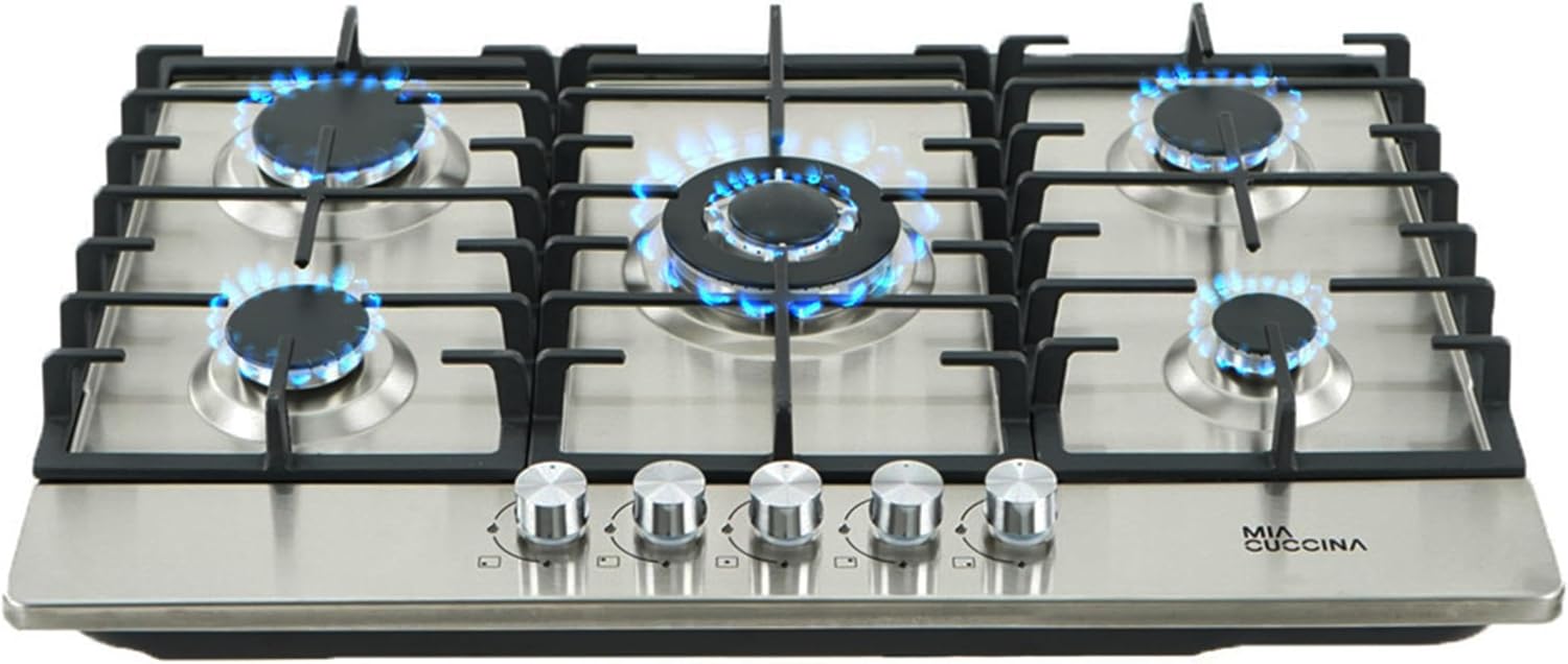 [Copy]Parrilla de Gas - Estufa Empotrable - Natural o LP | Estufa 5 Quemadores - Ideal para tu Hogar | Parrilla de Gas 5 Quemadores de Acero Inoxidable | Perfecta para Cocina Integral | MIA CUCCINA 63x53