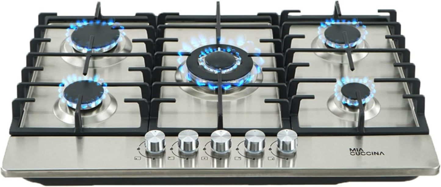 [Copy]Parrilla de Gas - Estufa Empotrable - Natural o LP | Estufa 5 Quemadores - Ideal para tu Hogar | Parrilla de Gas 5 Quemadores de Acero Inoxidable | Perfecta para Cocina Integral | MIA CUCCINA 63x53