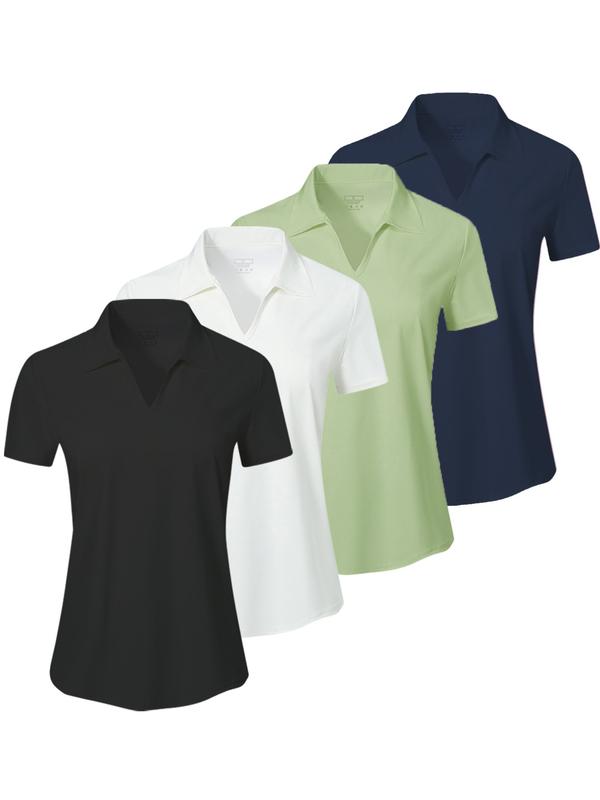 Polo deportivo liso para mujer — Top transpirable, cómodo y de manga corta con cuello, ideal para golf, béisbol y tenis — Ropa deportiva femenina para todas las estaciones