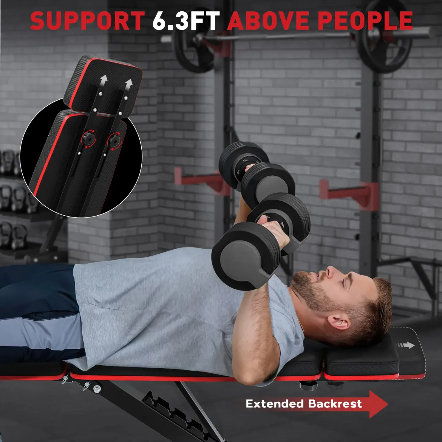 Banco de pesas plegable, capacidad de peso de 880 libras, placa de pesas no incluida, banco de entrenamiento de press de banca para gimnasio en casa, banco para hacer ejercicio, equipo de entrenamiento de abdominales inclinados y declinados, extensión de