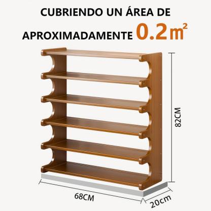 Estuche de almacenamiento 6Niveles para entrada de madera sólida y bambú multicapa, zapatero grande de bambú con gran capacidad, ahorro de espacio en el hogar o dormitorio, acomodar múltiples pares de zapatos con supergran capacidad, solución de almacenaj