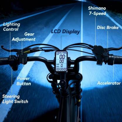 【HIEHA】All-Terrain 1500W Peak Motor Electric Bike – 34 MPH Range 40-70 Miles, 48V Removable Battery, Dual Suspension & Fat Tires for Off-Road & City Adventures, Turn Signals & Brake Light for Safety, Perfect for Mountain Trails and All-Terrain Use