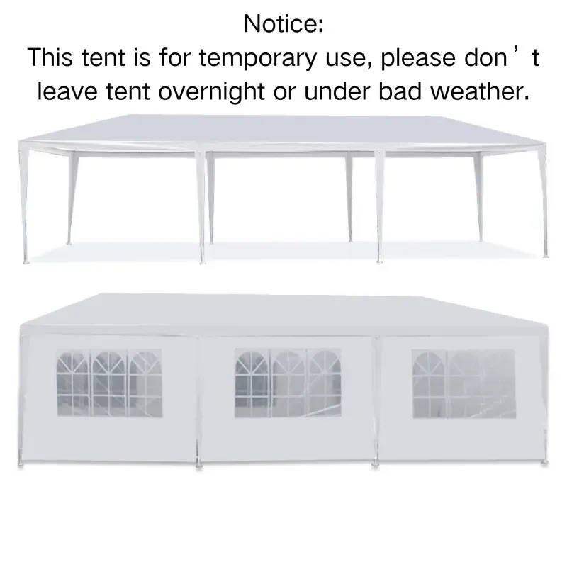 Gran carpa exterior con toldo - Carpa de 10x20 pies, estructura de acero blanco, protección UV para bodas, eventos de catering (tiendas de campaña y accesorios para deportes, acampada y senderismo al aire libre), toldo desmontable.