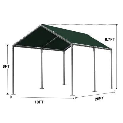 Cochera Grezone de 3x6 metros (10x20 pies), resistente, para exteriores, de gran capacidad, tipo toldo portátil para garaje, cobertizo de almacenamiento, refugio para coches, lona para todas las estaciones, protección contra el viento para barcos de fiest