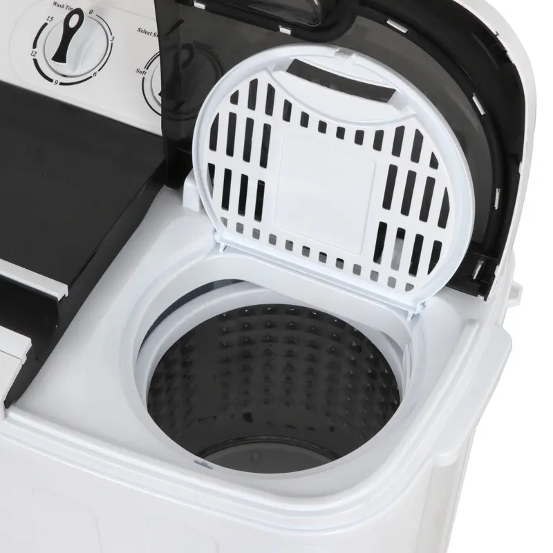 Lavadora portátil de doble tina con escurridor y secadora centrífuga Segawe - Motor silencioso, unidad con cable ligera, tamaño compacto, enchufe estándar, ideal para apartamentos, residencias estudiantiles y condominios (6 kg/4,5 kg/4 kg con un solo cubo