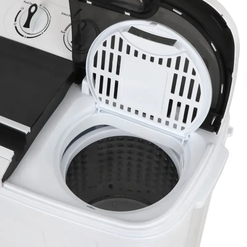 Lavadora portátil de doble tina con escurridor y secadora centrífuga Segawe - Motor silencioso, unidad con cable ligera, tamaño compacto, enchufe estándar, ideal para apartamentos, residencias estudiantiles y condominios (6 kg/4,5 kg/4 kg con un solo cubo