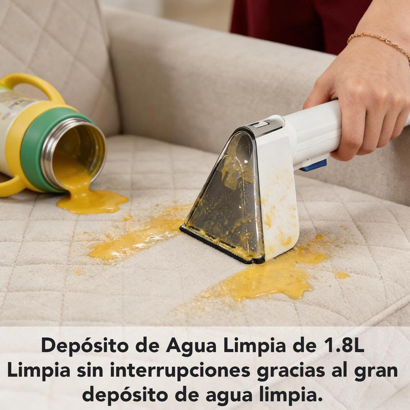 Aspiradora Lava Alfombra Tapicería De Inyección Succión 600w 18000pa, Máquina De Limpieza De Telas Para Sofá, Alfombra, Cortina Y Cama, Cepillo Profundo, Doble Tanque De Agua Blanco