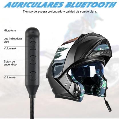 Cascos Moto Integral Abatible, con LuzLed, con Bluetooth Puede Hablar yEscuchar musica, para Mica Plata, NegroMate, Certificado Dot