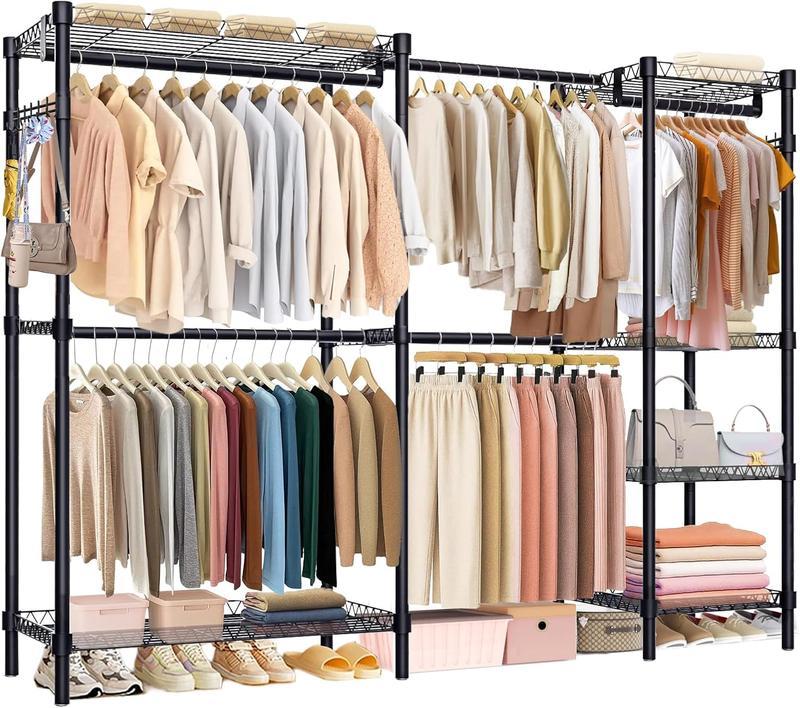 Clóset Armable de Metal Reforzado Perchero de Pie Organizador Ropa Grande
