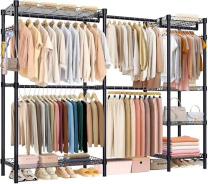 Clóset Armable de Metal Reforzado Perchero de Pie Organizador Ropa Grande