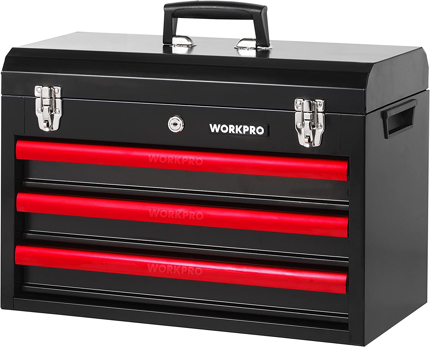 WorkPro - W009044A Juego de máquina herramienta de 408 piezas con caja de metal resistente de 3 cajones
