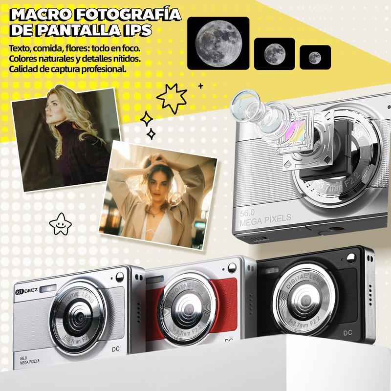 Kitbeez Cámara CCD retro  KC-2: 56 MP, video 4K, zoom 8X, 32 GB de memoria incluida