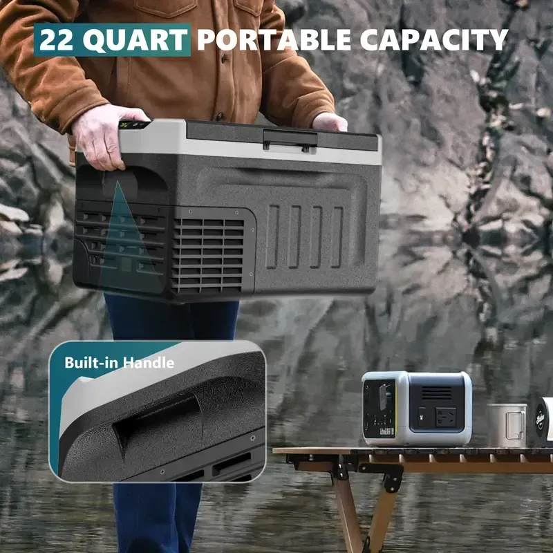 Refrigerador de 12 voltios, refrigerador para automóvil de 12 V, congelador portátil de 22 cuartos (21 L) (-20 °C a 20 °C)