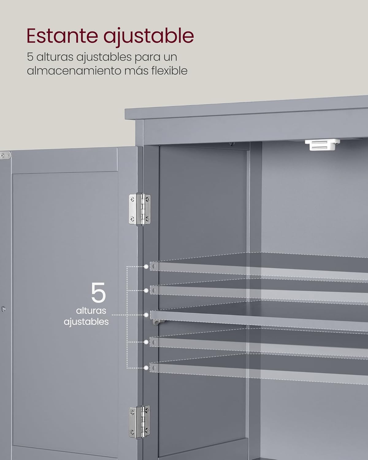 VASAGLE Mueble de Baño, Armario de Baño, Armario de Cocina, con 2 Puertas y 2 Cajones, Estantes Ajustables, 30 x 60 x 110 cm, Gris Paloma MBBC551G02