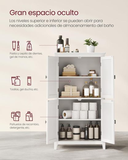 VASAGLE Mueble de Baño, Armario de Baño, Armario de Cocina, con 2 Puertas y 2 Cajones, Estantes Ajustables, 30 x 60 x 110 cm, Gris Paloma MBBC551G02