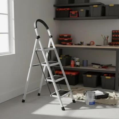 Escalera De Acero Tubular Tipo Tijera Plegable 4 Escalones
