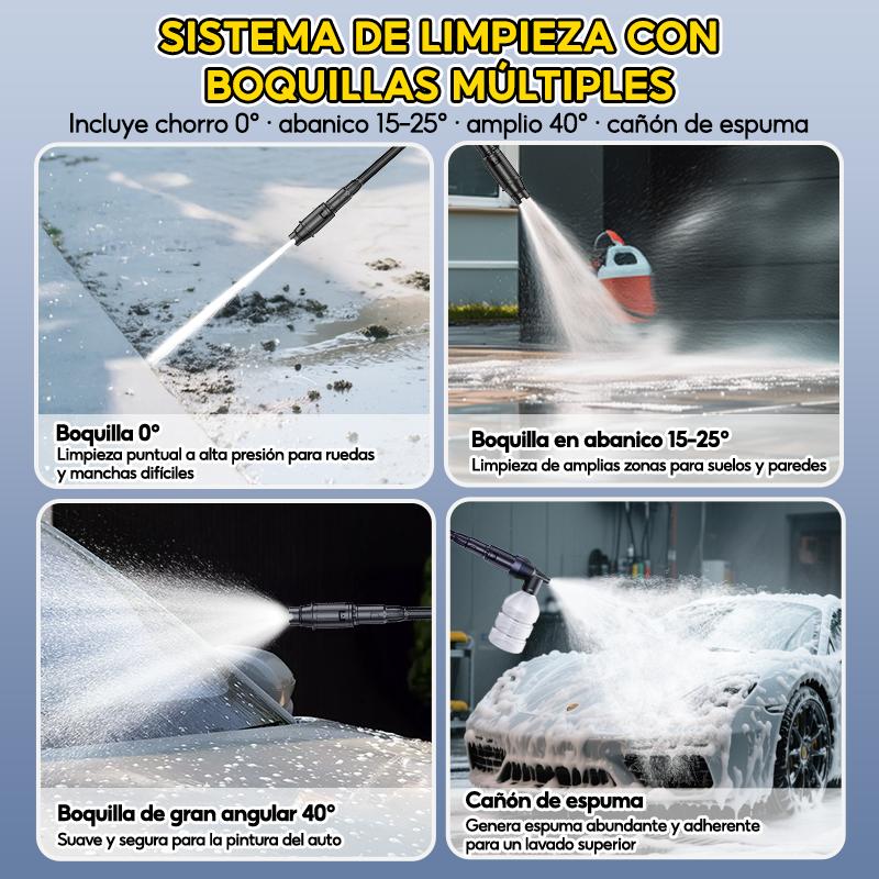 SOARFLY 4200W Hidrolavadora Electrica Portátil profesional de alta presión, 5000PSI, 60 Hz, es un equipo portátil de alto rendimiento para lavar vehículos, adecuado para uso industrial, comercial y doméstico.